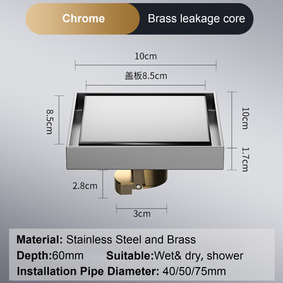 Podni odvod za noge 10*10 cm Odvodi za kadu protiv neugodnih mirisa Dezodoracijski kvadratni DIY crni filter za tuš Poklopac Cijev od nehrđajućeg čelika 304