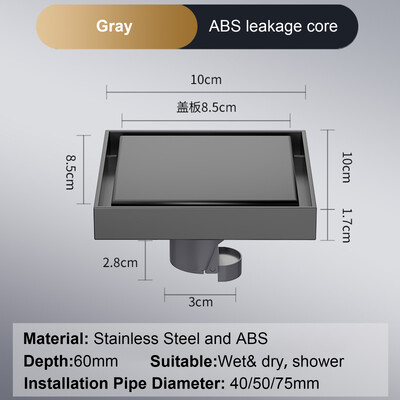 Podni odvod za noge 10*10 cm Odvodi za kadu protiv neugodnih mirisa Dezodoracijski kvadratni DIY crni filter za tuš Poklopac Cijev od nehrđajućeg čelika 304