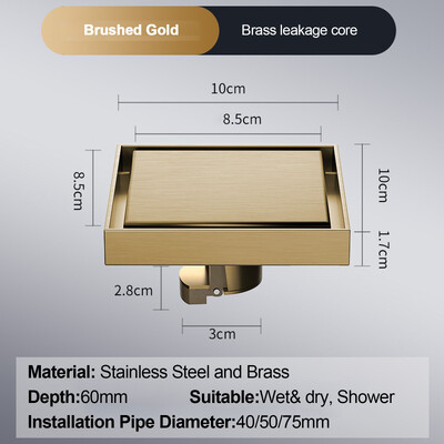 Podni odvod za noge 10*10 cm Odvodi za kadu protiv neugodnih mirisa Dezodoracijski kvadratni DIY crni filter za tuš Poklopac Cijev od nehrđajućeg čelika 304