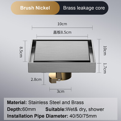 Podni odvod za noge 10*10 cm Odvodi za kadu protiv neugodnih mirisa Dezodoracijski kvadratni DIY crni filter za tuš Poklopac Cijev od nehrđajućeg čelika 304