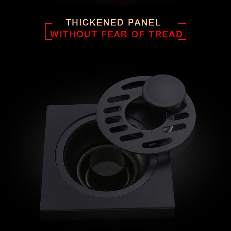 Crni kupaonski kvadratni odvod za tuš sifon od nehrđajućeg čelika Rešetka za otpad Okrugli poklopac Cjedilo za kosu