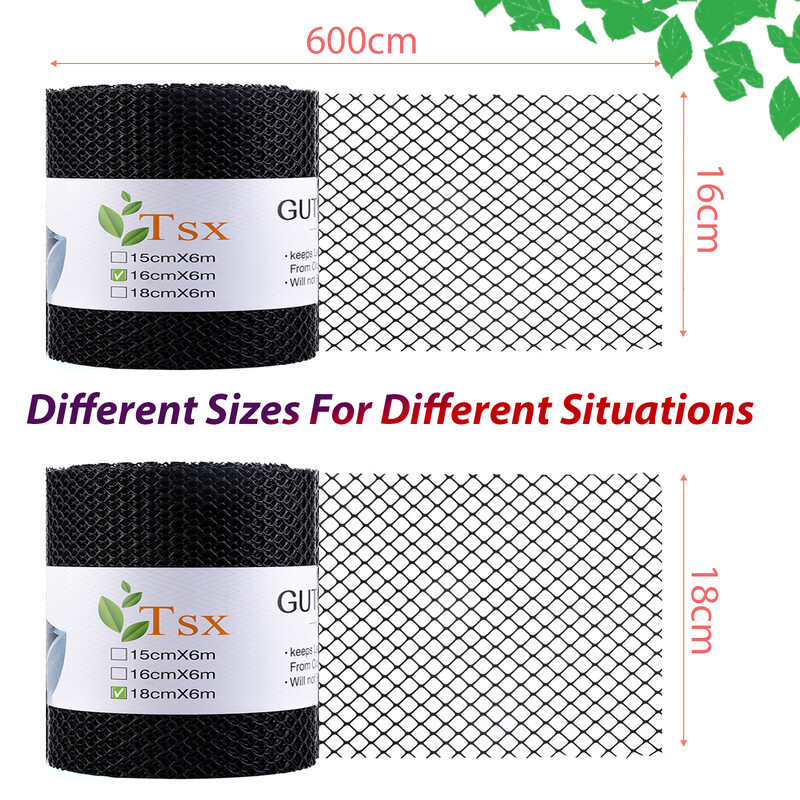 Mreža za zaštitu oluka, DIY zaštitna mreža s kukicama za pričvršćivanje, idealno za sprječavanje začepljenja lišća, grančica i krhotina