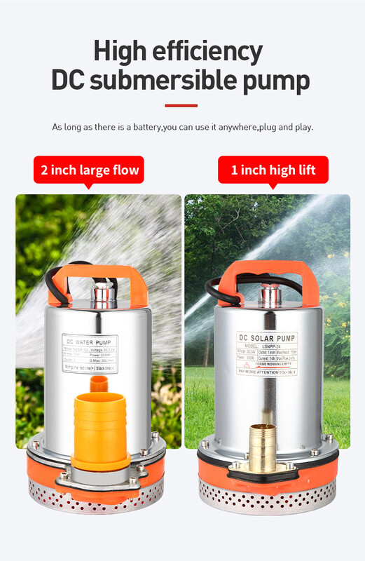 DC 12V 300W Potopna pumpa Duboka 2 inča velikog protoka Vodena pumpa za bunar Bakrene pumpe za navodnjavanje vrta Potrepštine za kućni vrt