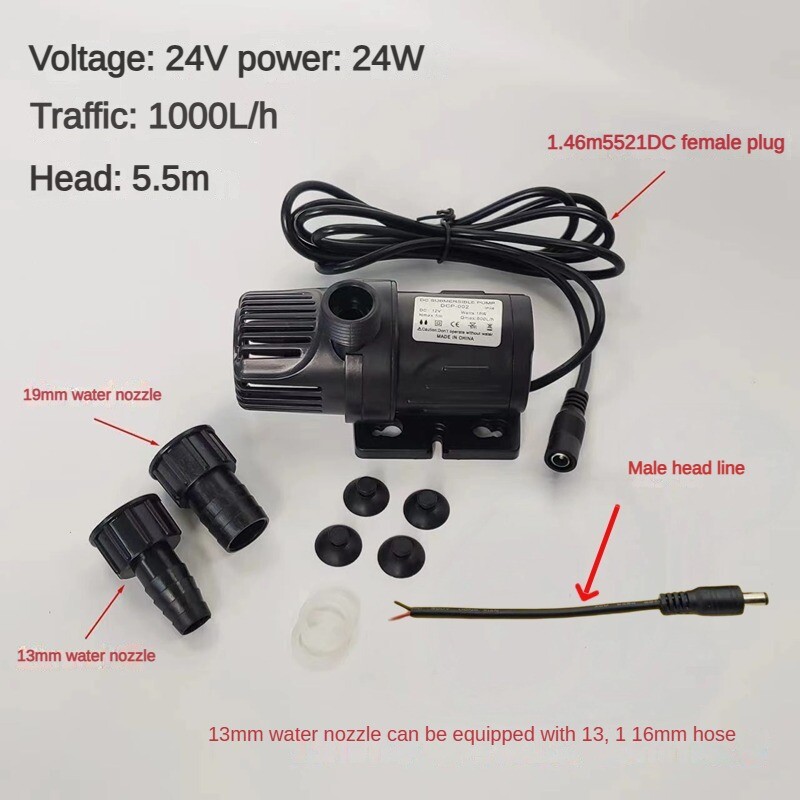 Vodena pumpa 12 V Visokotlačna Ultra tiha solarna DC 24 V Podizanje 5M 800L/H Motor bez četkica Potopne vodene pumpe Quick Break Joint