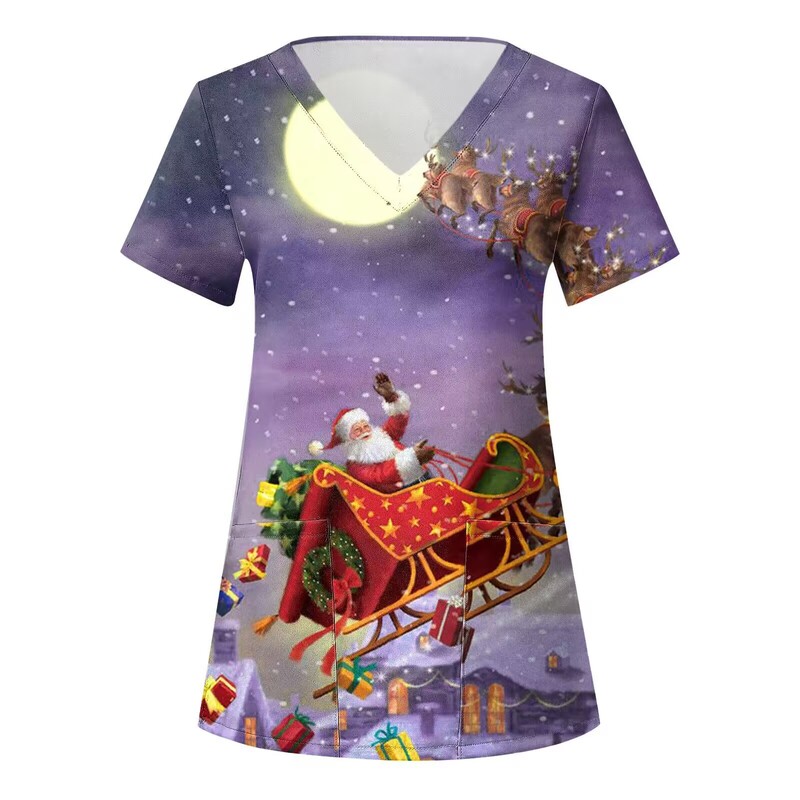 Euroopa ja Ameerika uued õerõivad Jõululine V-kaelusega särk ja lühikeste varrukatega T-särgi alläär naistele