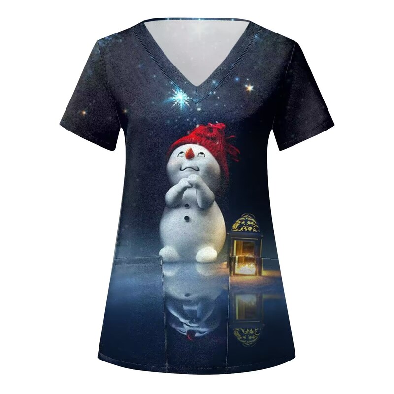 Euroopa ja Ameerika uued õerõivad Jõululine V-kaelusega särk ja lühikeste varrukatega T-särgi alläär naistele