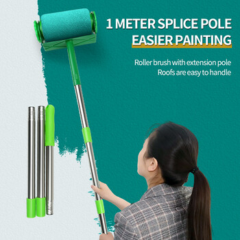 Paint Roller Brush Kit Pro, Εργαλείο χειρολαβής ζωγραφικής τοίχου με πινέλο Paint Runner και 3 πόλοι επέκτασης για τοίχους και οροφή