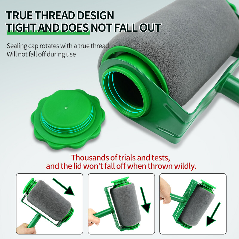 Kit cu pensula pentru role de vopsea Pro, unealtă cu mâner pentru vopsit pe perete cu perie pentru rulaj de vopsea și 3 stâlpi de extensie pentru pereți și tavan