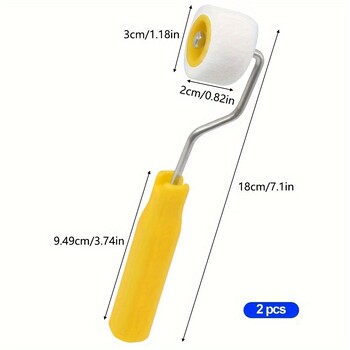 2PCS Мини валяци за боядисване Врати и тавани Вълнени четки Изключително малка боя Ретуширане на четка за ръбове Четка за боядисване на стени Валяк