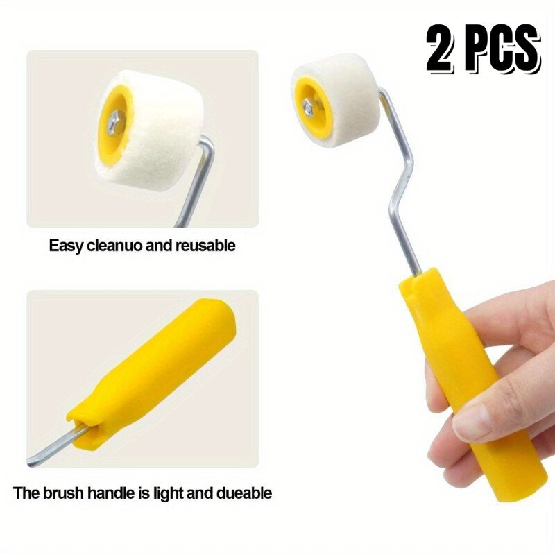 2 vnt. mini voleliai, durų ir lubų vilnos šepečiai, ypač maži dažų pataisymai, apdailos briaunų šepetys, volelių sienų taisymo šepetys