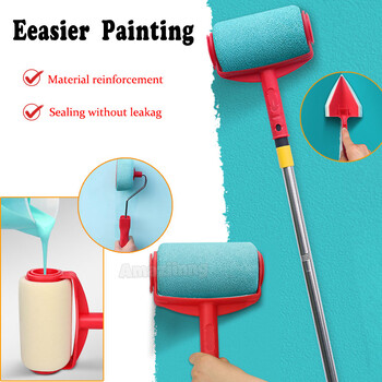 6PCS Paint Roller Brush Tools 1.1M Многофункционална домакинска удължителна пръчка Боядисване на стени Декориране на валяци за боядисване Ролки Runner