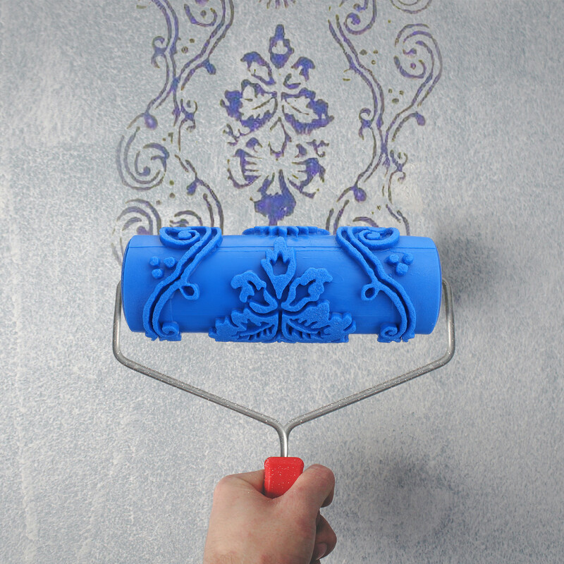 5-inčni DIY zidni ukras Empaistic cvjetni uzorak Valjak za slikanje Valjak za slikanje (plavi)