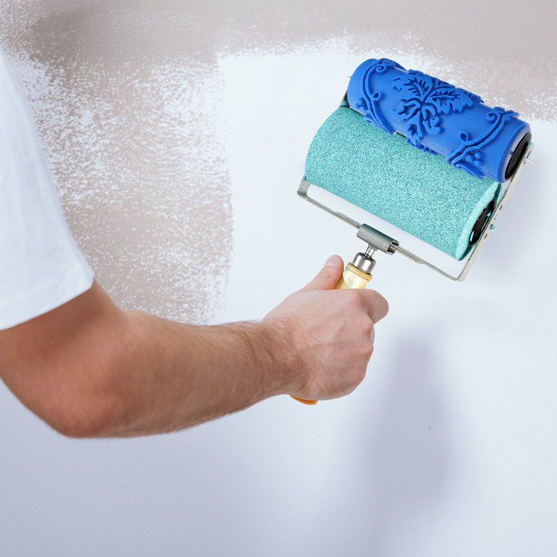 5-inčni DIY zidni ukras Empaistic cvjetni uzorak Valjak za slikanje Valjak za slikanje (plavi)