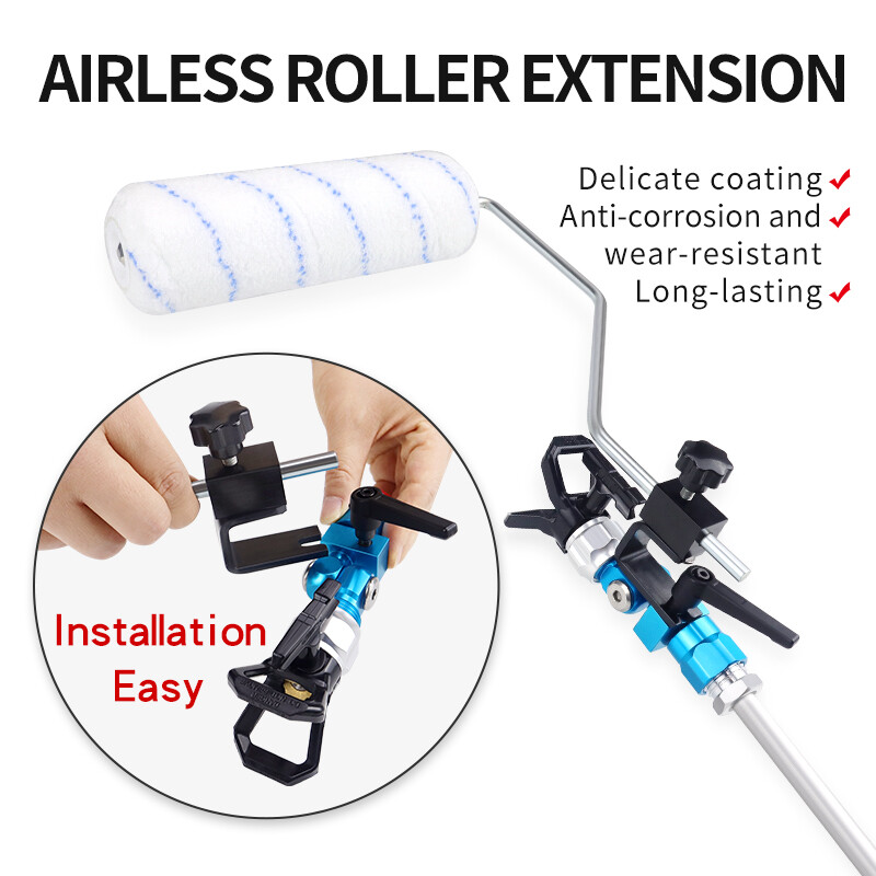 Beorio dažų ritinėlio šepetėlio rankenos įrankio atrama sienų dekoratyvinei medžiagai su 517 antgaliu, besisukanti jungtis, 30 cm ilgintuvas