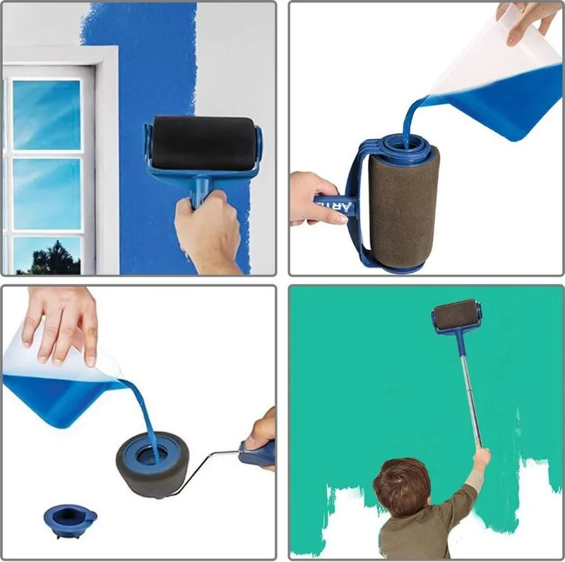 Daugiafunkcinis dažymo ratukas Profesionalus kampinis šepetys Namų biuro sienų dekoravimas „Pasidaryk pats“ teleskopinės rankenos dažai, smulkūs įrankiai