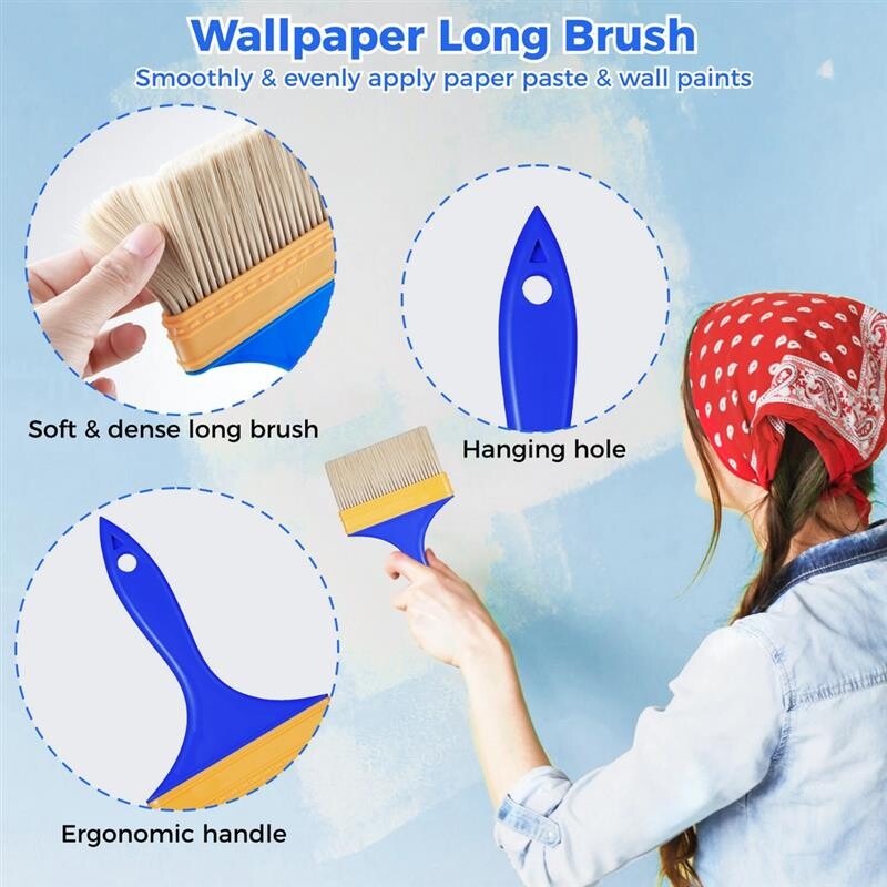 13 vnt. tapetų išlyginimo įrankiai tapetų pastos įrankių rinkinys, skirtas vinilo aplikacijai tapetų šepečiai valytuvai lygintuvai, siūlių volelis