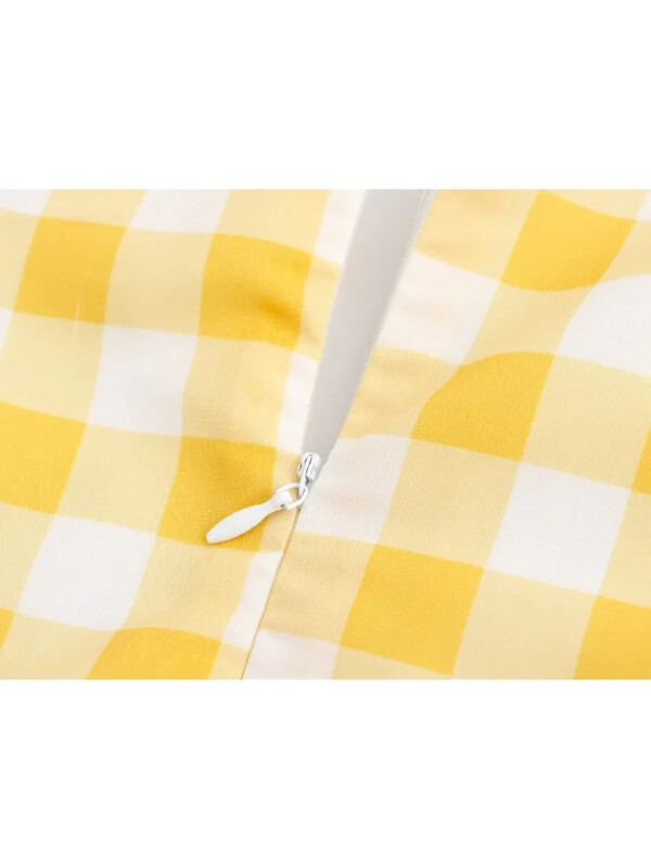 TRAF Fashion Fly Sleeve Ψηλόμεσο Μεγάλο Στρίφωμα Λεπτό Μακρύ Φόρεμα Γυναικείο V Λαιμόκοψη Καρό Φόρεμα Maxi Summer New Lady Holiday Vestidos