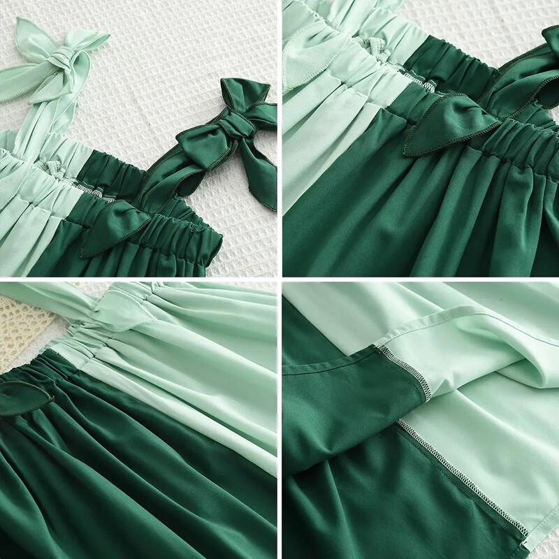 Bear Leader Haljinice s mašnom za djevojčice Ljetna patchwork zelena ležerna odjeća za 3-7 godina Dječje kratke haljine Dječja odjeća