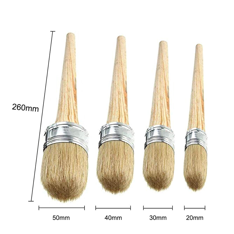 Perie nouă pentru uz casnic, mâner din lemn, perii de ceară pentru pictură, 185 mm lungime, peri rotunji, vopsea cu cretă, DIA 20 mm/30 mm