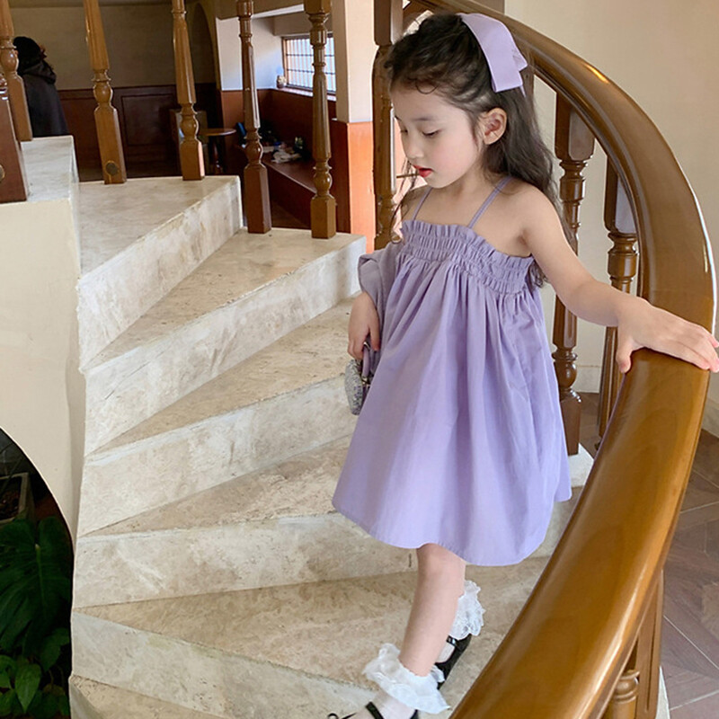 Tüdrukute Suspender kohev kleit hingav volangidega kleit Tüdrukute armas printsessi peokleit varrukateta punnis seelik