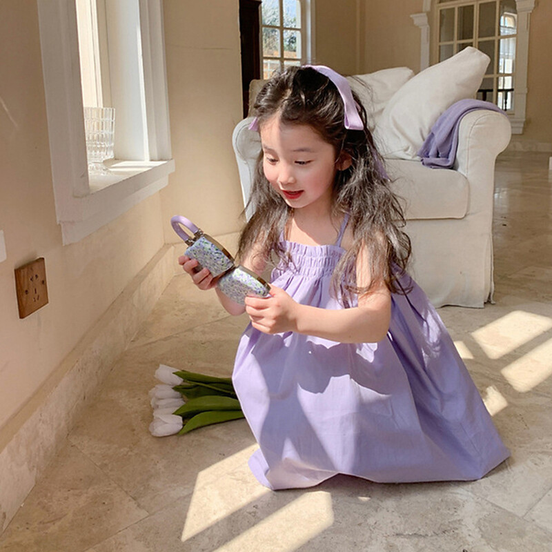 Tüdrukute Suspender kohev kleit hingav volangidega kleit Tüdrukute armas printsessi peokleit varrukateta punnis seelik