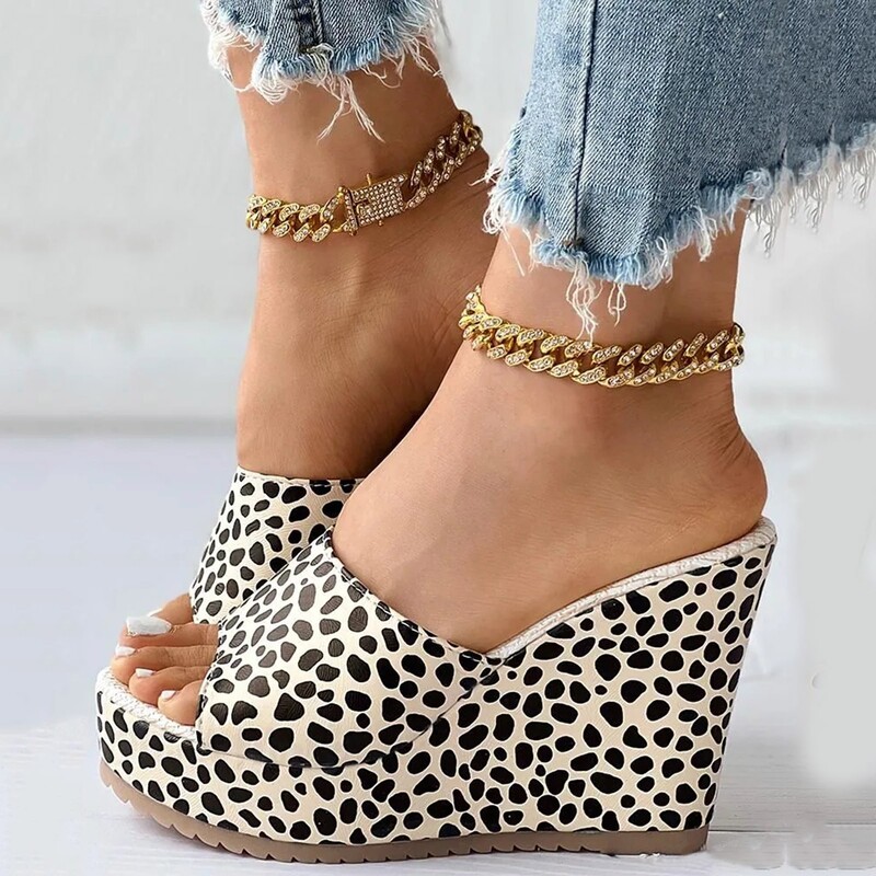 Sandale pentru femei Mărimea 9 Pantofi pentru femei Pantofi cu toc pană cu talpă groasă Sandale la modă cu un picior cu funde pentru femei late