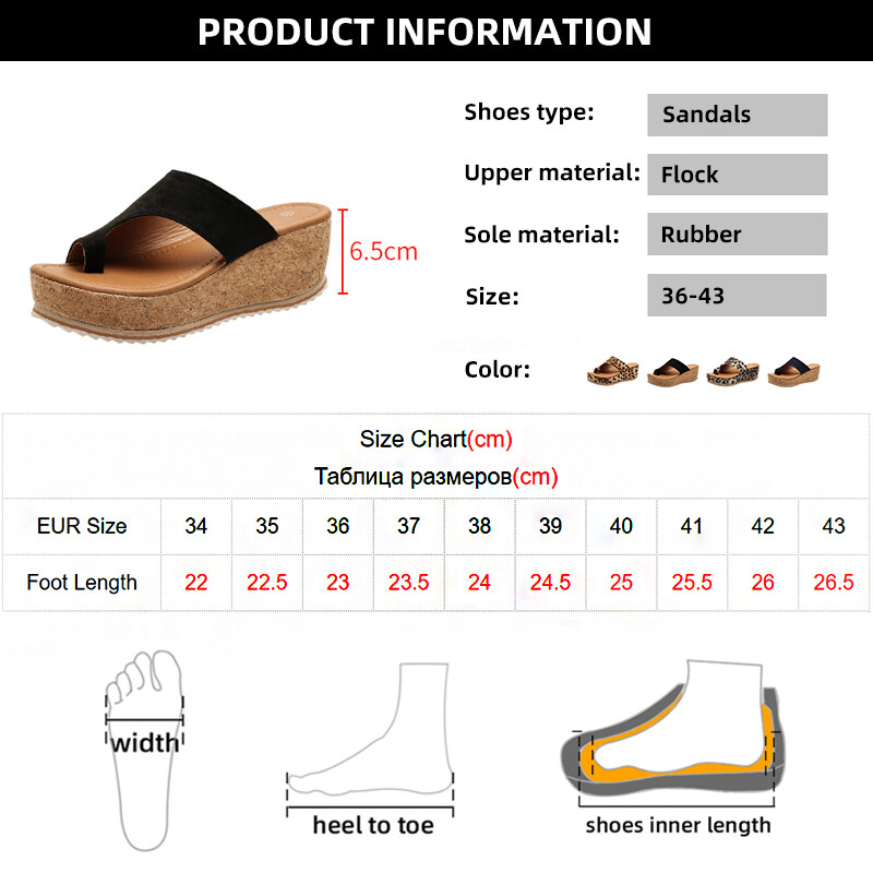 Sandale cu platformă cu imprimeu leopard pentru femei, papuci cu toc cu pană, papuci de vară, fund gros, șlapi de plajă, mari dimensiuni