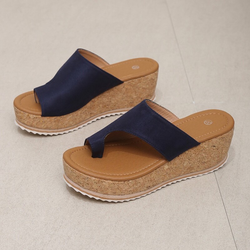 Vasaros moteriškos šlepetės, didelio dydžio aukštakulnės šlepetės, moteriškos, plataus formos sandalai, moteriški atviri pirštai storu dugnu, kasdienės šlepetės