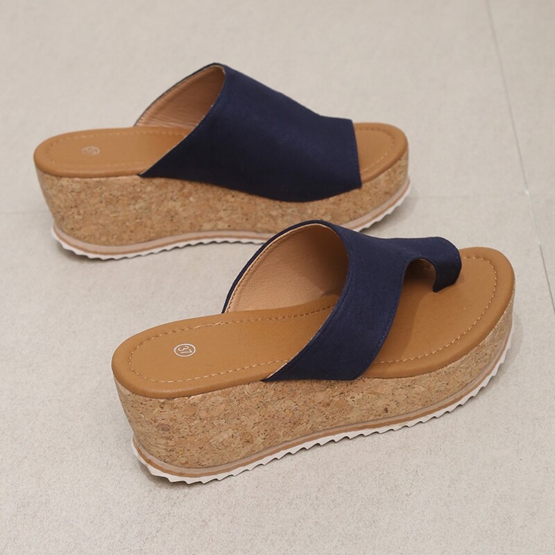 Vasaros moteriškos šlepetės, didelio dydžio aukštakulnės šlepetės, moteriškos, plataus formos sandalai, moteriški atviri pirštai storu dugnu, kasdienės šlepetės