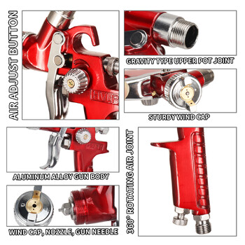 Επαγγελματικό πιστόλι βαφής αέρα Mini Airbrush πιστόλι ψεκασμού HVLP 0,8/1mm ακροφύσιο για βαφή μεταλλικών επιφανειών επίπλων αυτοκινήτου