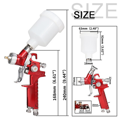 Profesionāla gaisa krāsas smidzināšanas pistole Mini Airbrush HVLP smidzināšanas pistole 0,8/1mm uzgalis automašīnu mēbeļu metāla virsmu krāsošanai