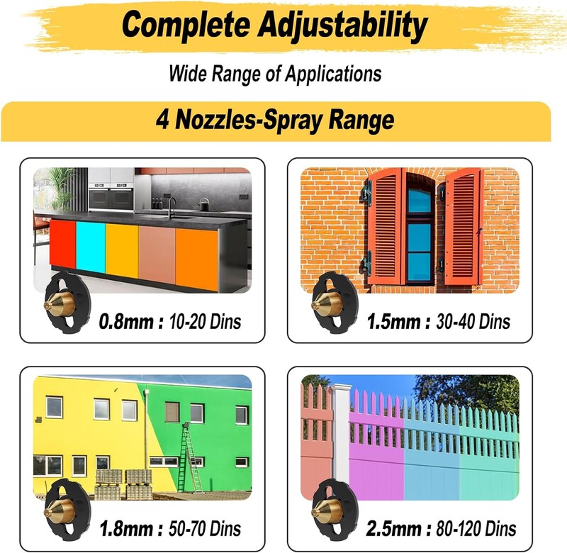 1000W suure võimsusega elektriline pihustuspüstol 1400ML 220V HVLP automööbli värvipihusti aerograafi teraskattega 4 otsikut Easy Spr