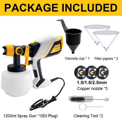 1800W 220V 110V elektriline pihustuspüstol suure võimsusega HVLP värvipihusti auto mööbli terasest kattega õhuhari vasest otsik