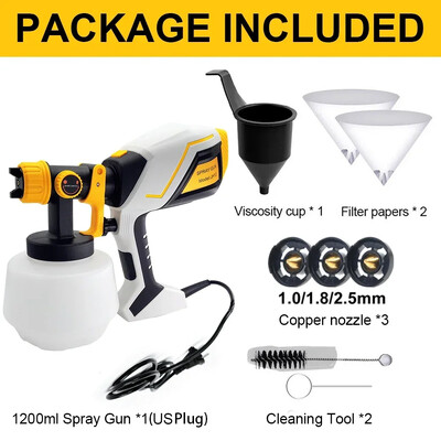 1800W 220V 110V elektriline pihustuspüstol suure võimsusega HVLP värvipihusti auto mööbli terasest kattega õhuhari vasest otsik