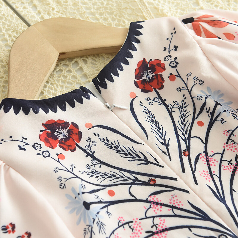 Bear Leader 3-7Y Tüdrukute Kleidid Suvised Lühikeste Varrukatega Lilleprintimine Kleit Ümarkaelus Lasteriided Vabaaja Flora Beebitüdrukute Pajalapid