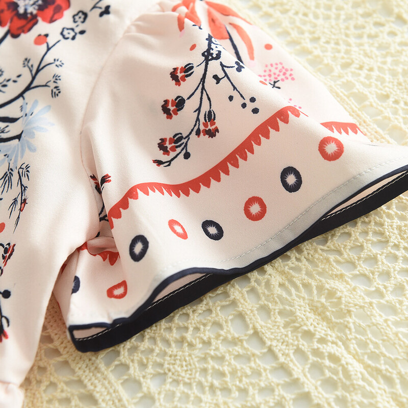 Bear Leader 3-7Y Tüdrukute Kleidid Suvised Lühikeste Varrukatega Lilleprintimine Kleit Ümarkaelus Lasteriided Vabaaja Flora Beebitüdrukute Pajalapid