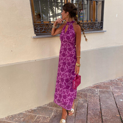 Trükitud plisseeritud kleidid naistele O kaelusega varrukateta kõrge vöökohaga puusakomplekt õhuke naiste kleit 2024 suvine uus rand, naiste vestid