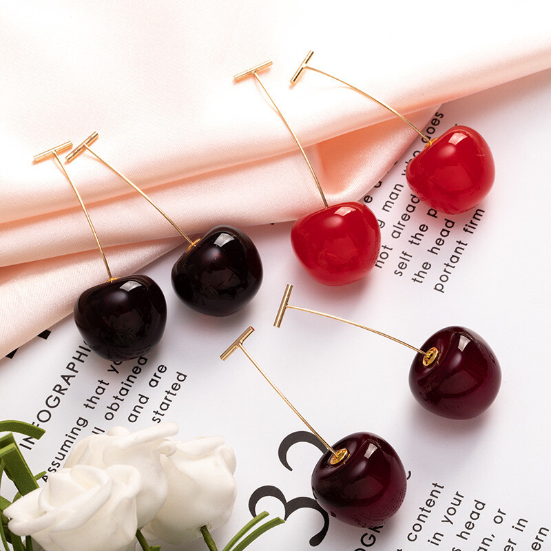 Small Fresh Sweet Lovely Cherry Cherry Σκουλαρίκια Κερασιά Κρεμαστά Σκουλαρίκια Φρούτα Κόκκινο Κεράσι Σκουλαρίκια Charm Κοσμήματα