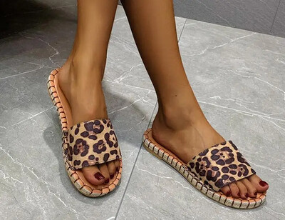 Naiste sandaalid, 2022. aasta suvi, uued naiste kingad, kanepnöör, leopardimustriga lamedad sussid, naiste suur 43, Zapatillas Muje
