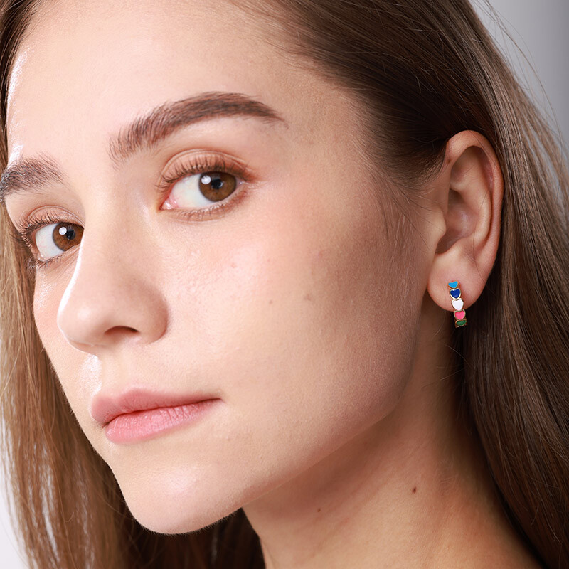 Σκουλαρίκια με ροζ σμάλτο καρδιές για γυναίκες 2023 Trend Vintage επιχρυσωμένα σκουλαρίκια από ανοξείδωτο ατσάλι Πολυτελή κοσμήματα aretes mujer