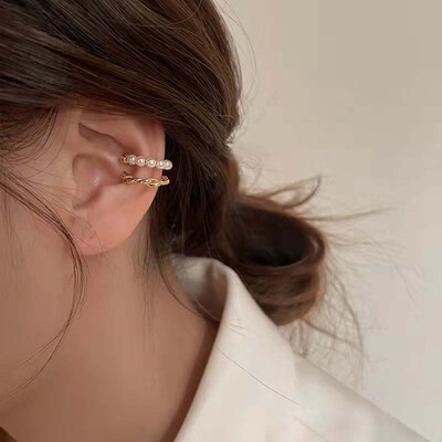 Moodne tsirkoon Kahekihiline kõrvamansett, augustamata kõrvarõngas 2023, trendikas punk, ainulaadne metallist geomeetriline kõrvaklamber naistele