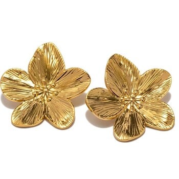 Uworld Hypoallergenic Stylish Vintage Flower Stud Earrings Premium 18k Gold Plated Stainless Steel For Women Party сережки женск