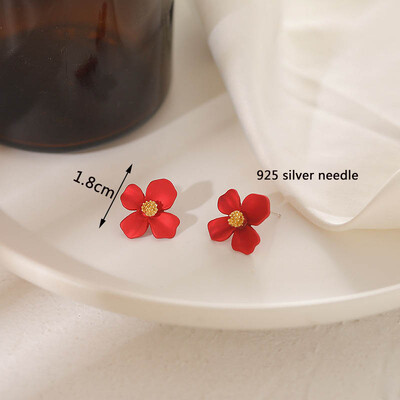 Korea uued kahekihilised lillelised kõrvarõngad naistele liialdatud naistele lillelised kõrvarõngad moeehted aretes de mujer