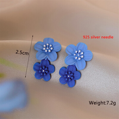 Korea uued kahekihilised lillelised kõrvarõngad naistele liialdatud naistele lillelised kõrvarõngad moeehted aretes de mujer