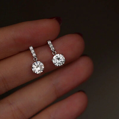 925 hõbenõela läikivad tsirkoonist kõrvarõngad naiste stiil armsad armsad ehete aksessuaarid lihtsad moeehte aksessuaarid