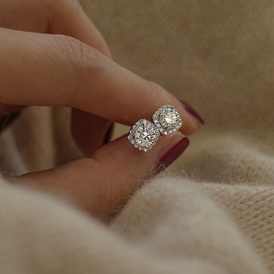 925 hõbenõela läikivad tsirkoonist kõrvarõngad naiste stiil armsad armsad ehete aksessuaarid lihtsad moeehte aksessuaarid