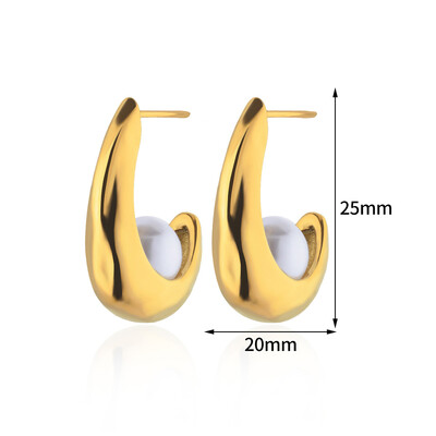 Cercei cu cerc din oțel inoxidabil pentru femei Cercei de lux de culoare aurie 2024 Trend Nou în estetică Bijuterii de modă aretes mujer BFF