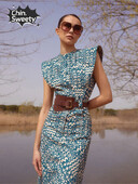 Elegantne O-kaelusega trükitud pikk kleit naistele Moodne varrukateta üherealised A-kujulised kleidid 2024 Uued šikkad naiste tänavamantlid