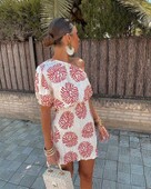 2024 Summer Chic Guler Diagonal Vintage Print Mini Rochie Femei Elegante Un singur umăr Mâneci scurte Fusta plisată Office Lady