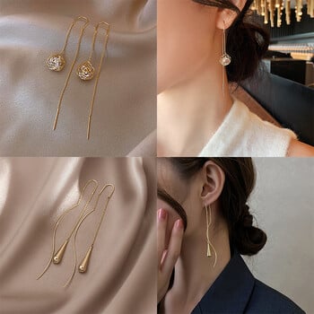 LATS Trend Long Wire Tassel Thread Chain Climb Star Heart Beads Pendants Drop Earrings γυναικεία ίσια κρεμαστά σκουλαρίκια Κοσμήματα